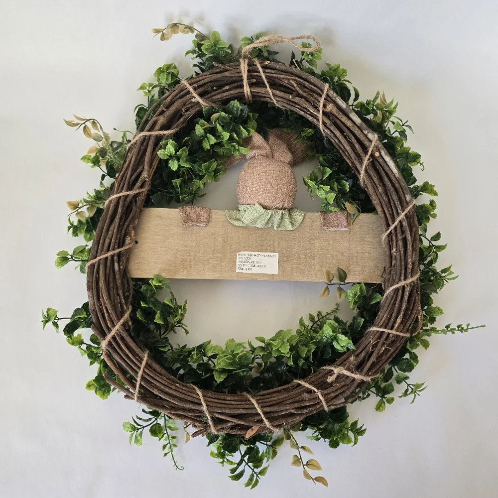Easter Bunny Rabbit Wreath Rustic Spring Door Decor Burlap Farmhouse